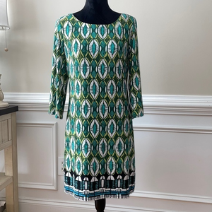 Laundry by Shelli Segal Green Abstract Print Dress Size‎ Small